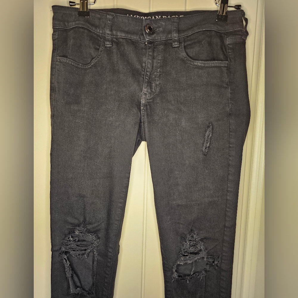 🎉HP🎉 [AEO] DreamCollection Distressed/Ripped SuperStretch Jegging Black《6L》